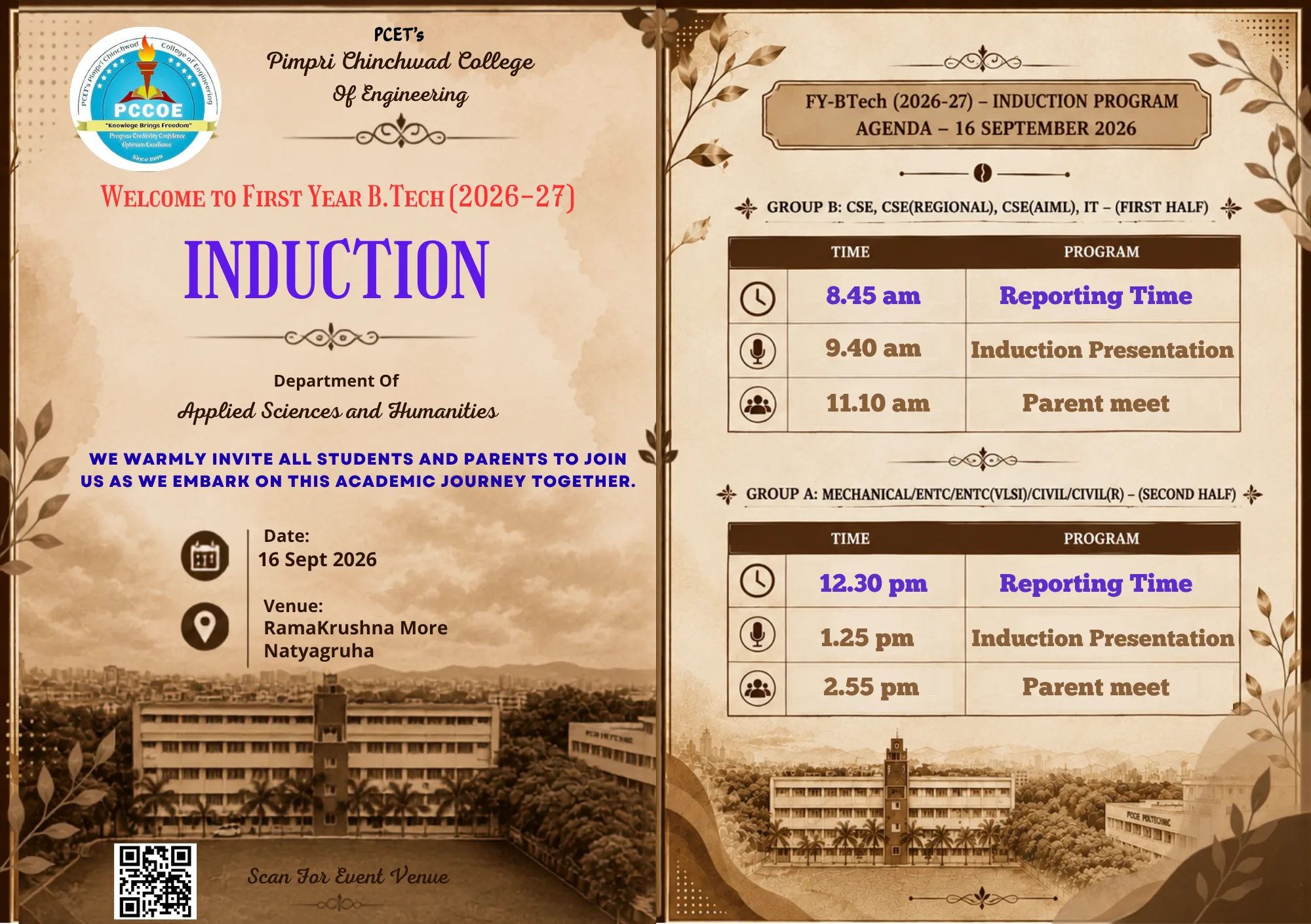 F.Y. B.Tech Induction Program (2026–27)